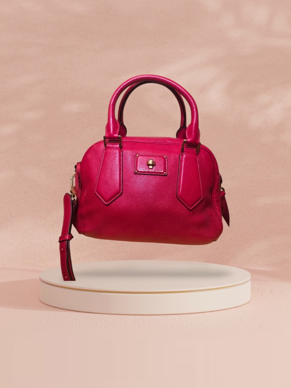 Marc Jacobs Red Leather Satchel with Gold Hardware